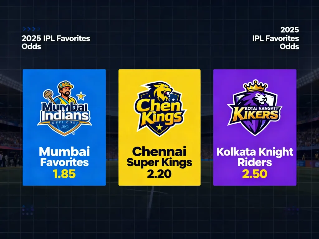 Top contenders for the 2025 IPL title and their current odds: Mumbai Indians, CSK, and KKR