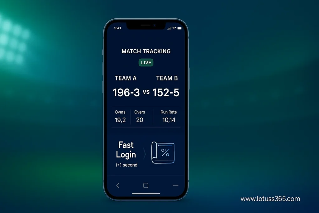 Mobile App Preview – Featuring the real-time betting interface for Lotus365 India IPL matches